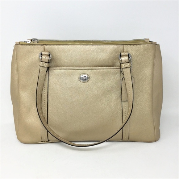 Coach Gold Jordan Handbag Saffiano Leather - Picture 1 of 8